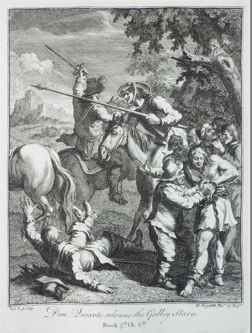 Print - Don Quixote releases the Galley Slaves. Book 3rd. Ch: 8th. - Hogarth